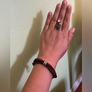 Silver and cloth anchor bracelet